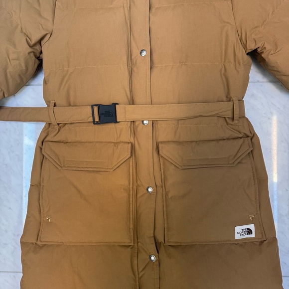 The North Face Extra Warm Long Down Puffer Coat Brown Hooded Women’s M - Picture 4 of 7